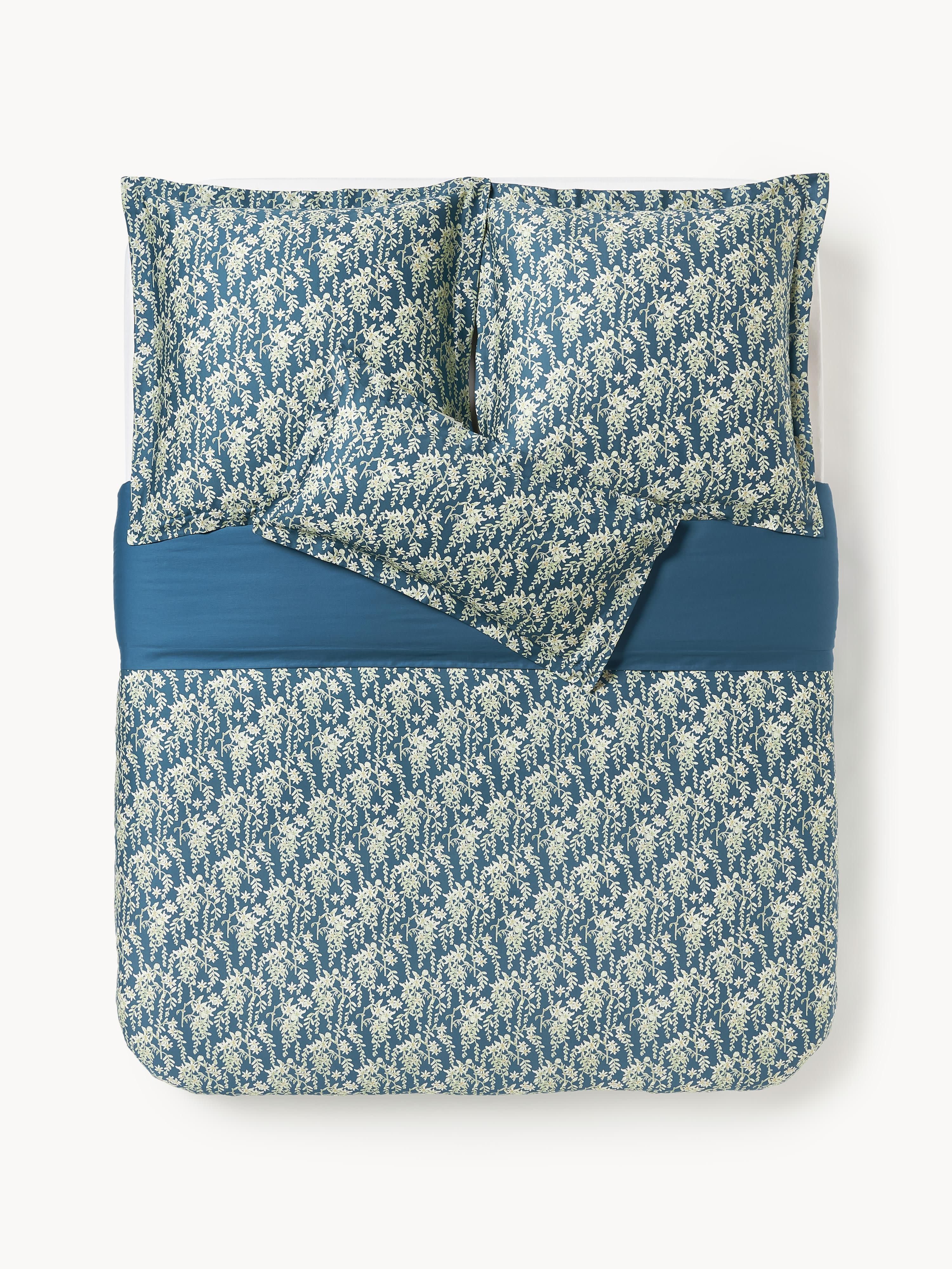 Baumwollsatin-Bettdeckenbezug Leticia mit Blumen-Print