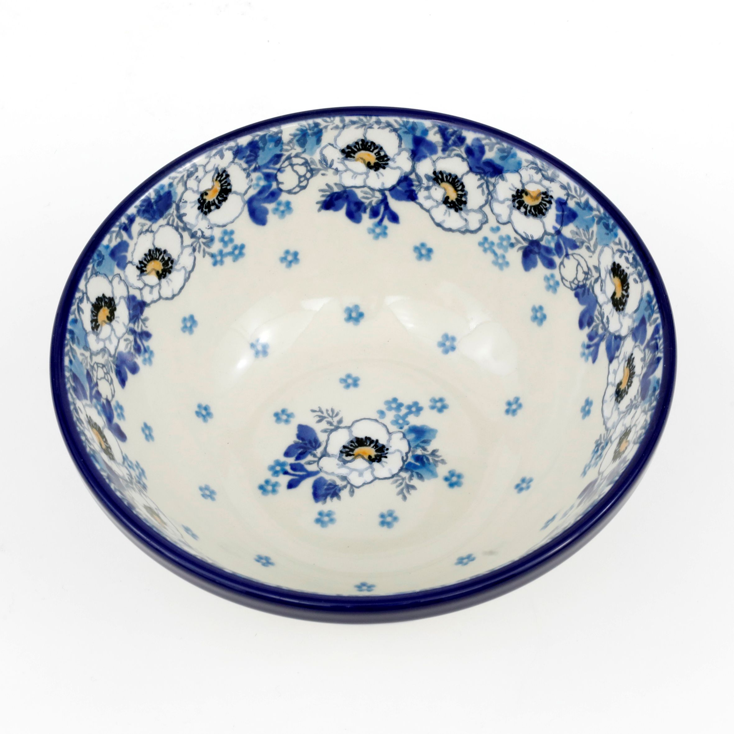 Miska ceramiczna 058 h-7,5cm  2222X Biało-niebieskie anemony