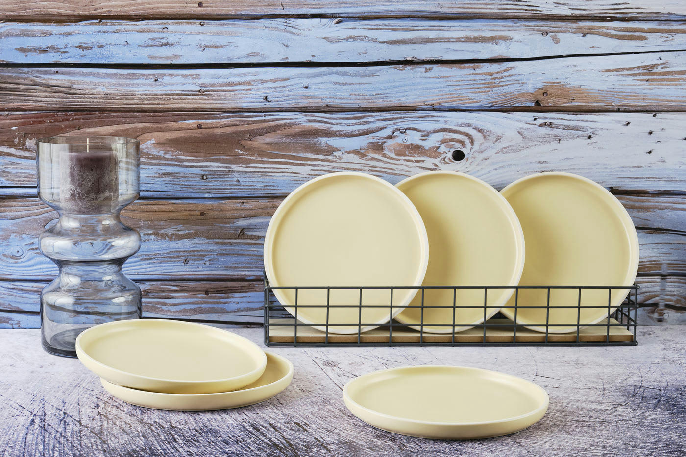 ORIGIN - Lot de 6 assiettes à dessert en grès beige D20,5