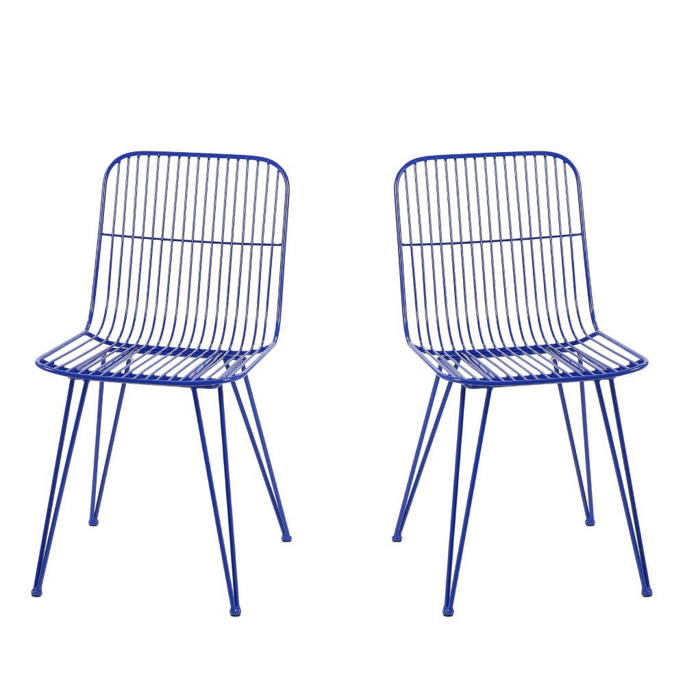 OMBRA - Lot de 2 chaises design en métal bleu