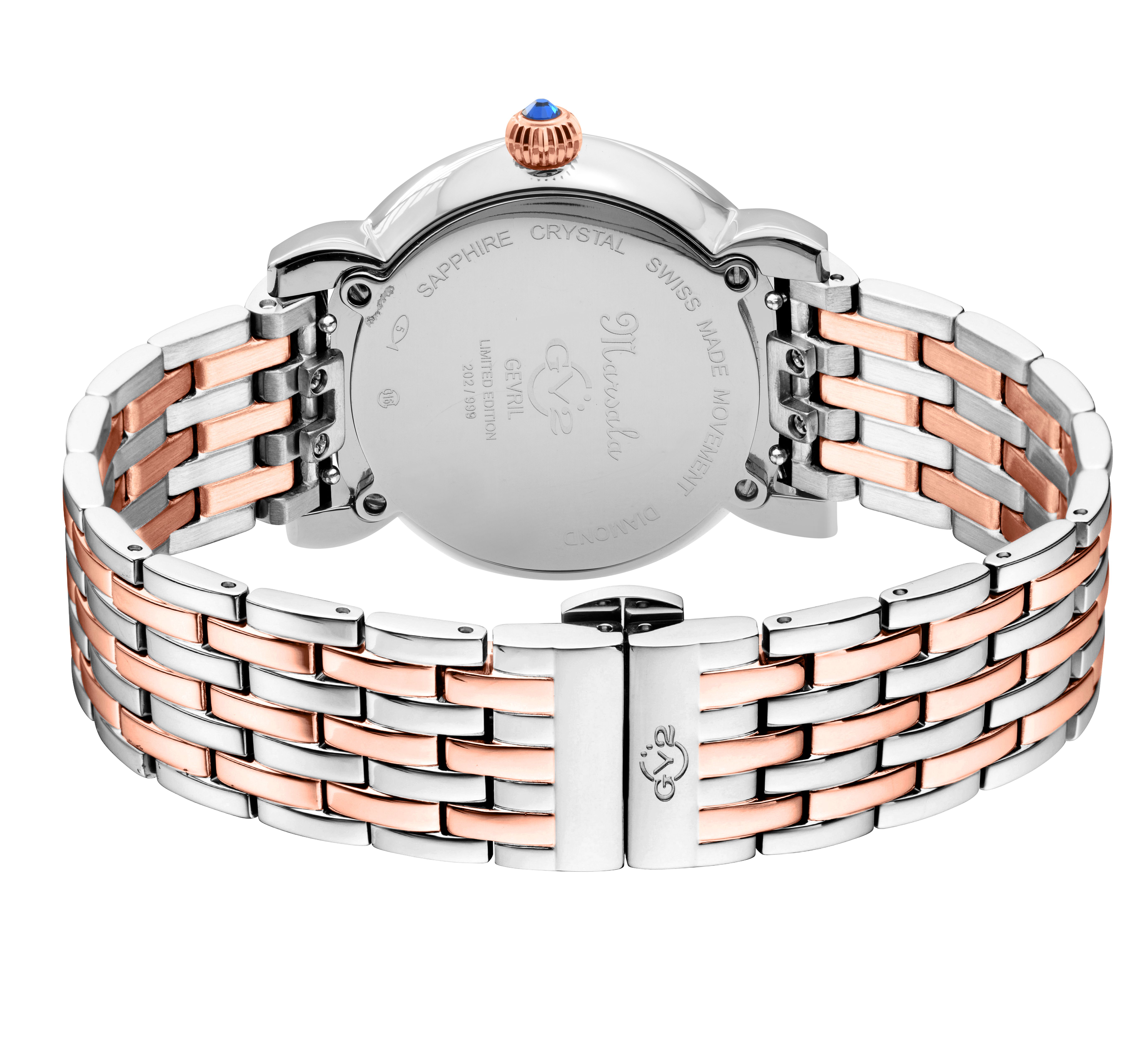 GV2 Marsala, Swiss Quartz Watch, White MOP Dial, 316L Stainless Steel, and Sapphire Crystal