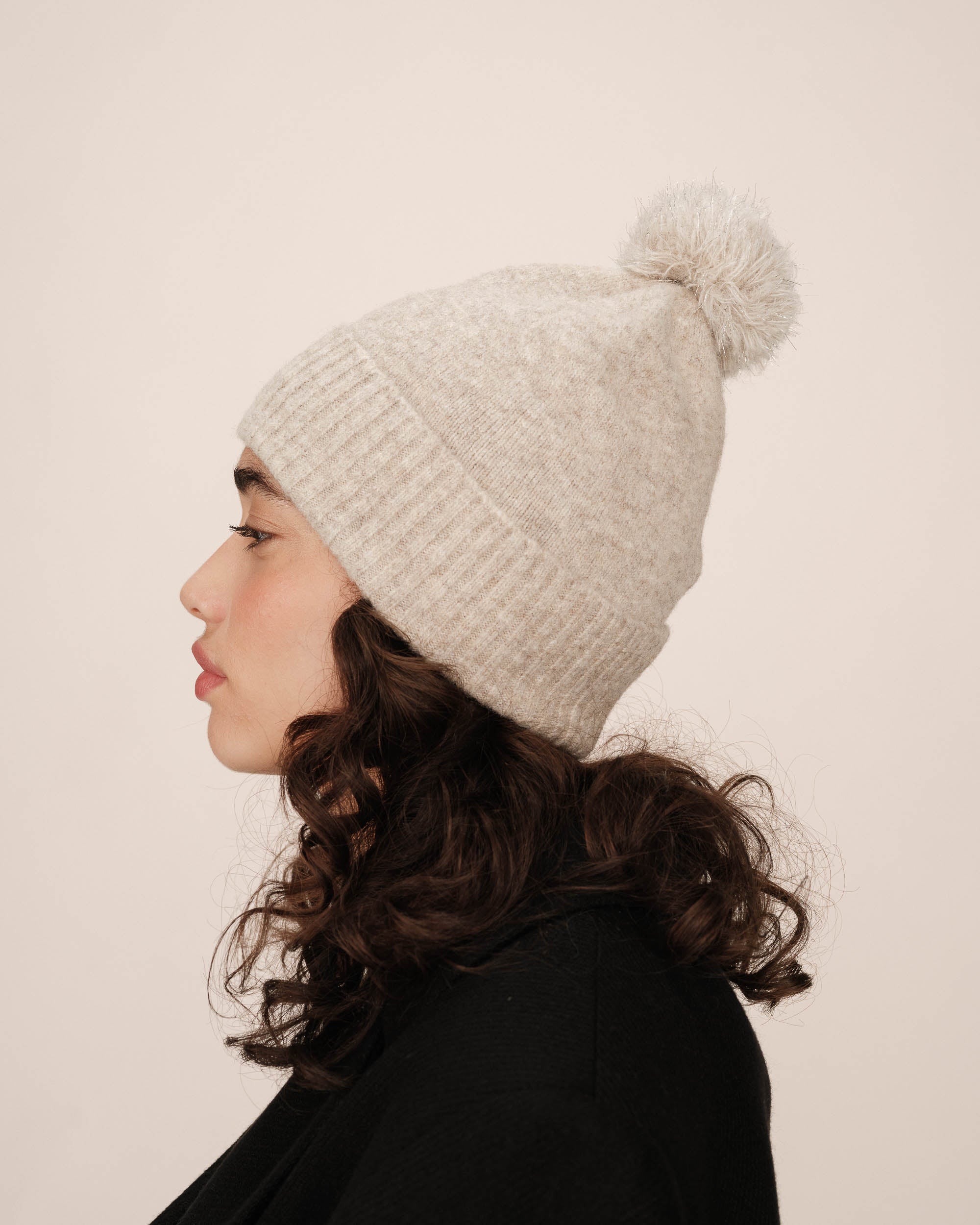 Bonnet en maille beige Salambo