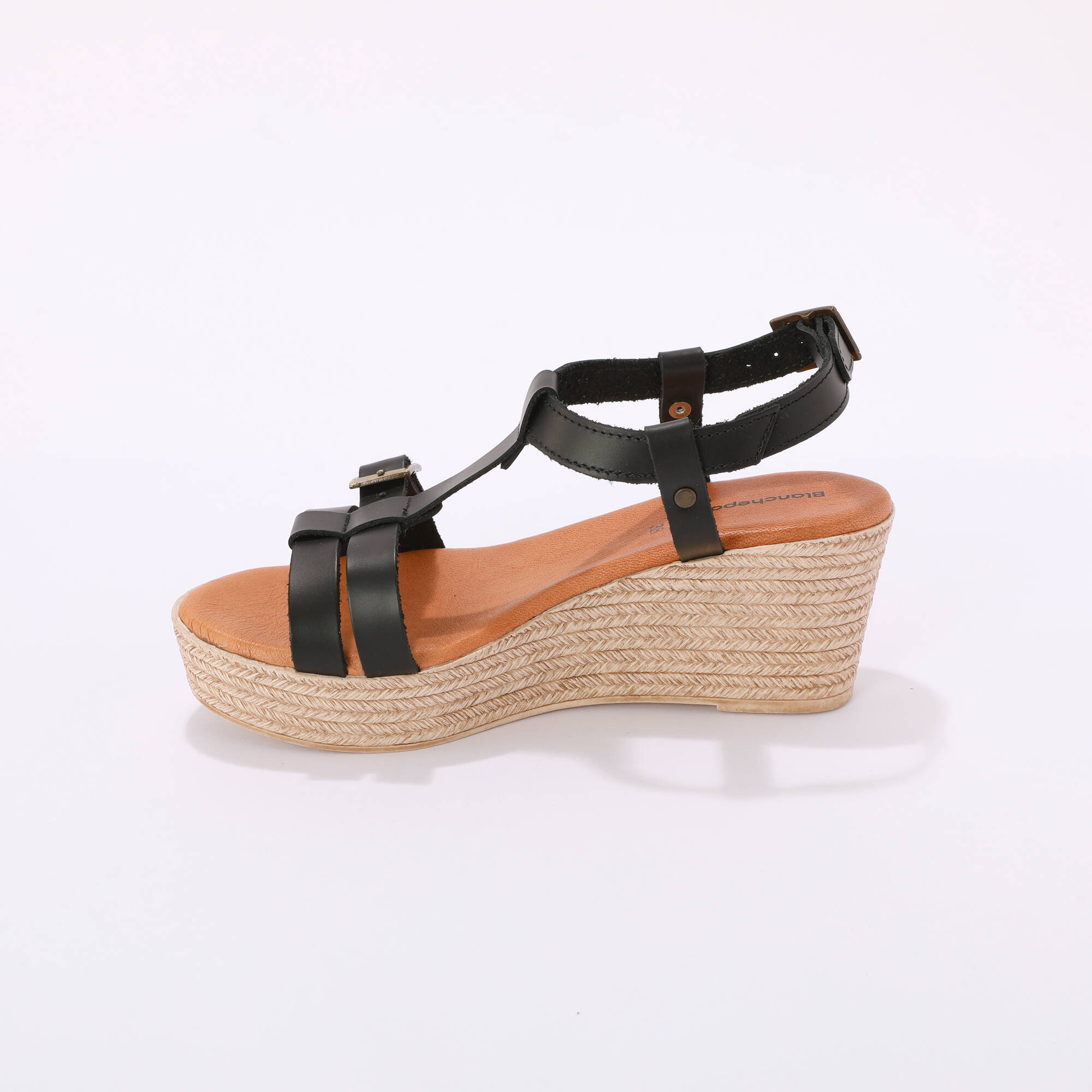 Sandales compensées en cuir