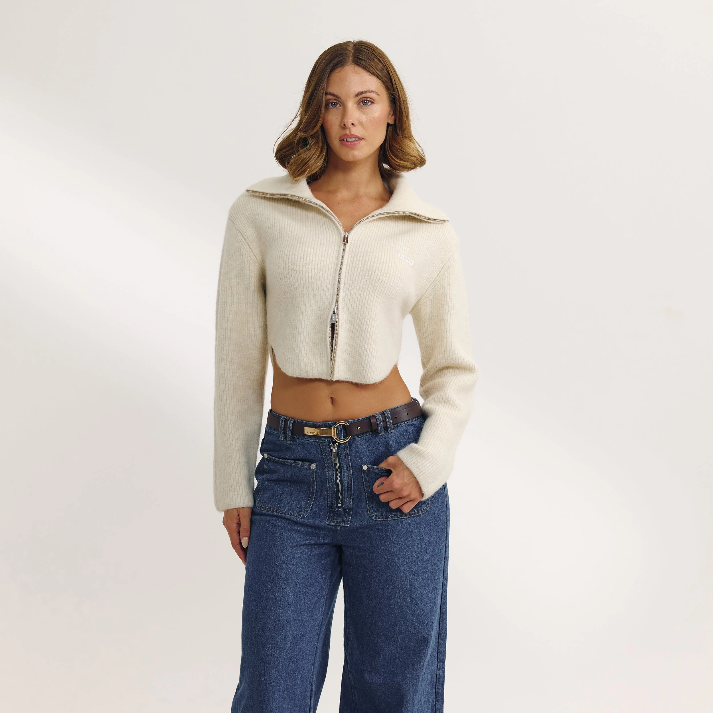 Structured Knitted Jacket - Cream
