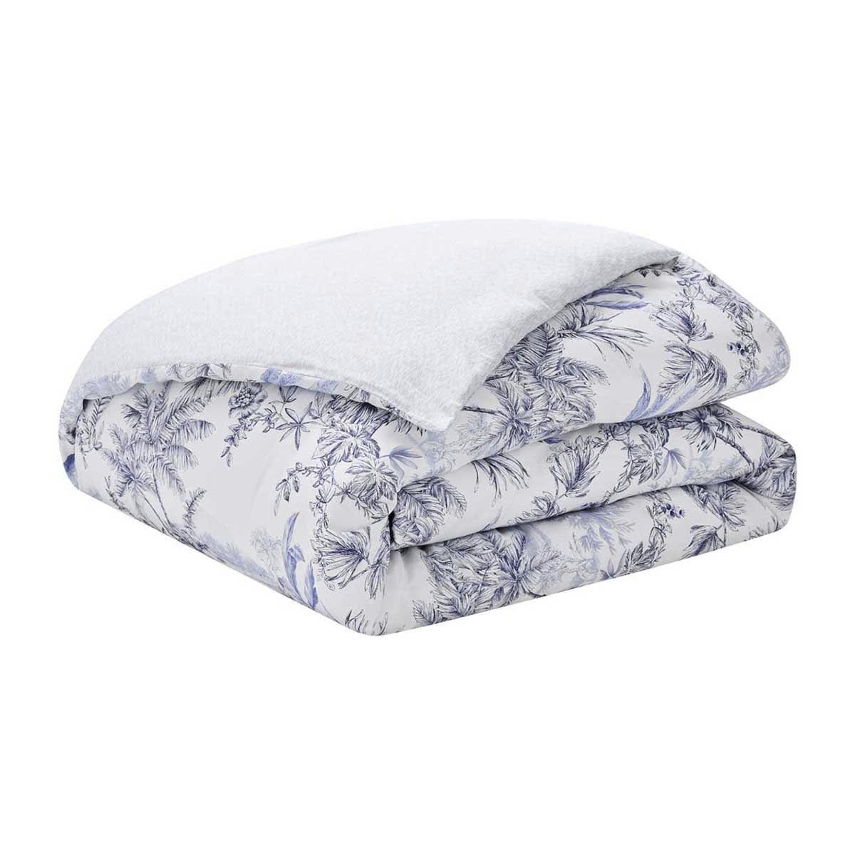 RIVAGES - Housse de couette en satin de coton bio bleu 260x240