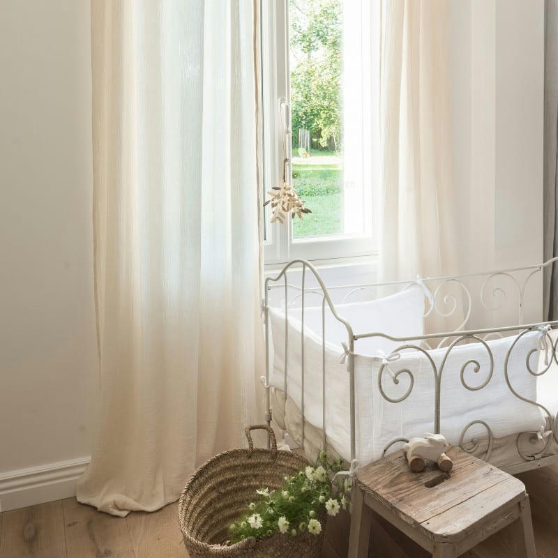 BLANC - Rideau à nouettes  (130x260 cm)