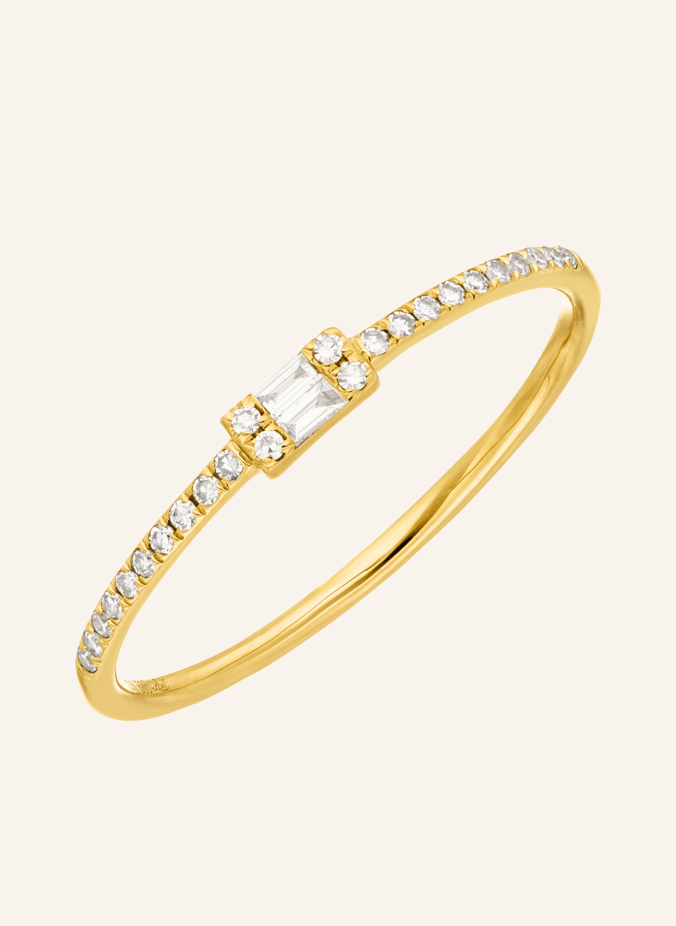 Leaf Ring TINY BAQUETTE aus 14 Karat Gelgold mit Diamanten