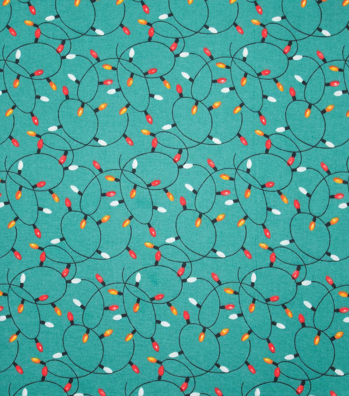 String Lights on Blue Super Snuggle Christmas Flannel Fabric