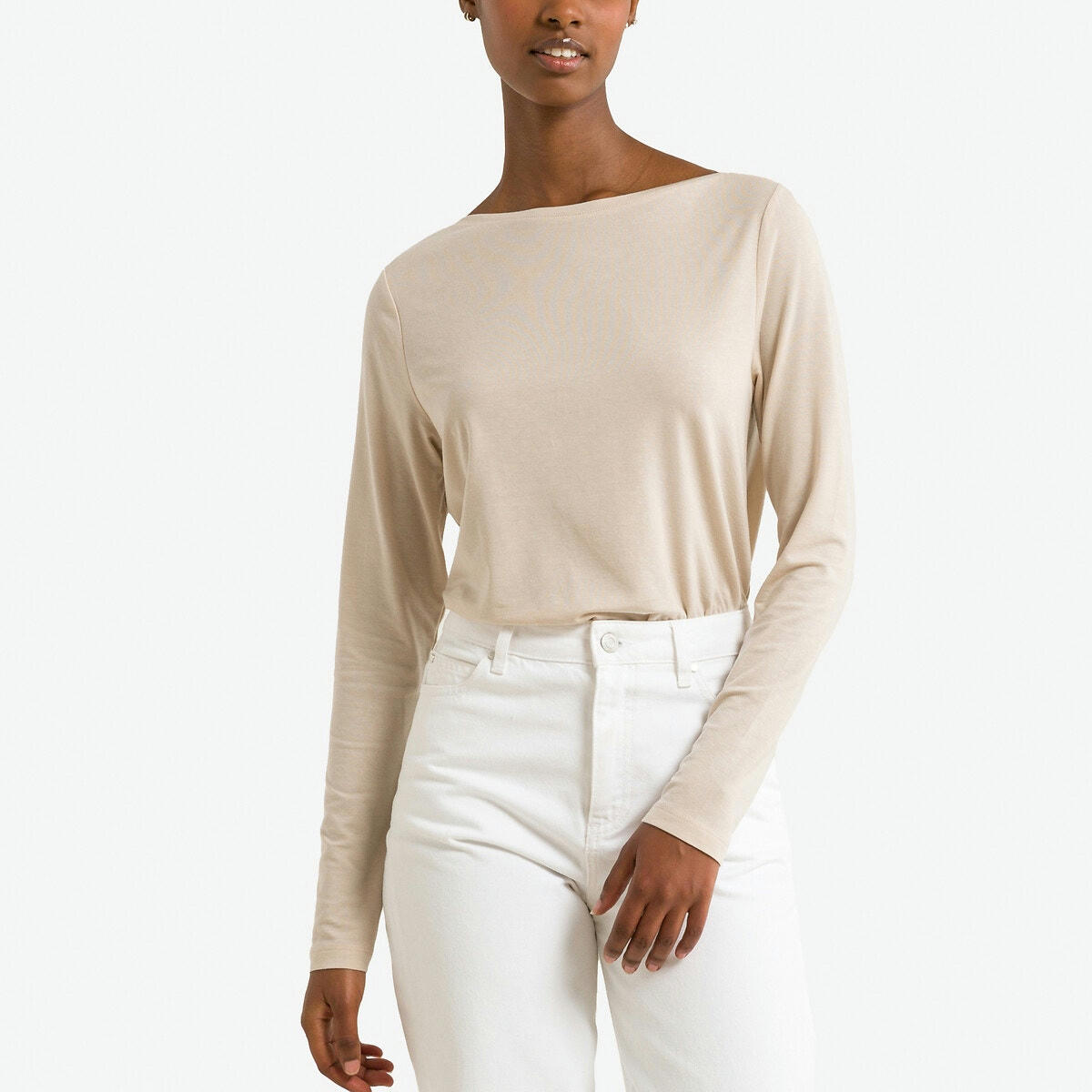 T-shirt encolure bateau, manches longues