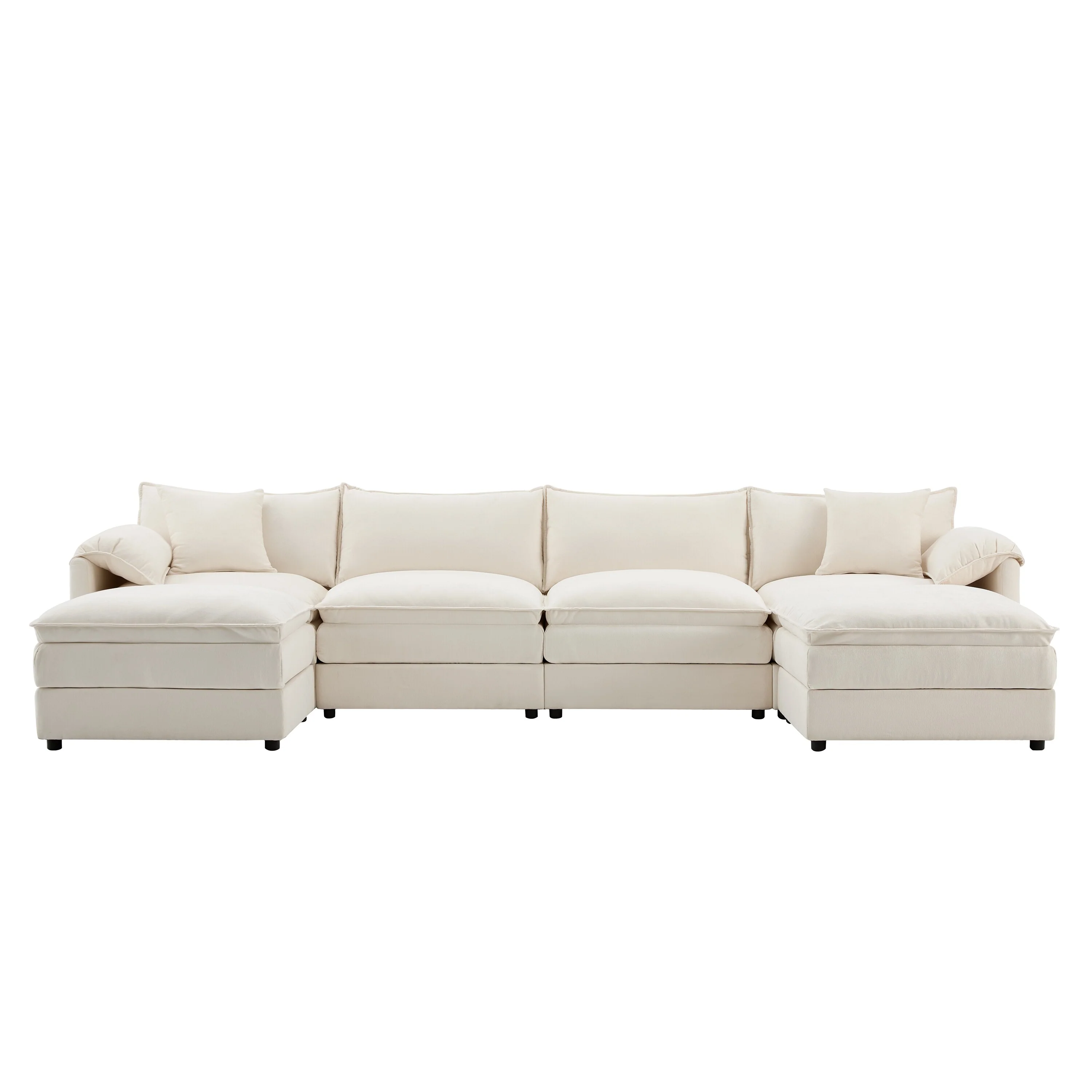 Chenille Modular Cloud Couch Oversized Sectional Sofa with Ottoman