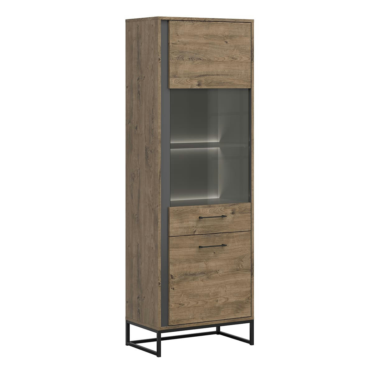 - Vitrine 1 porte ouverture droit avec led naturel et gris anthracite