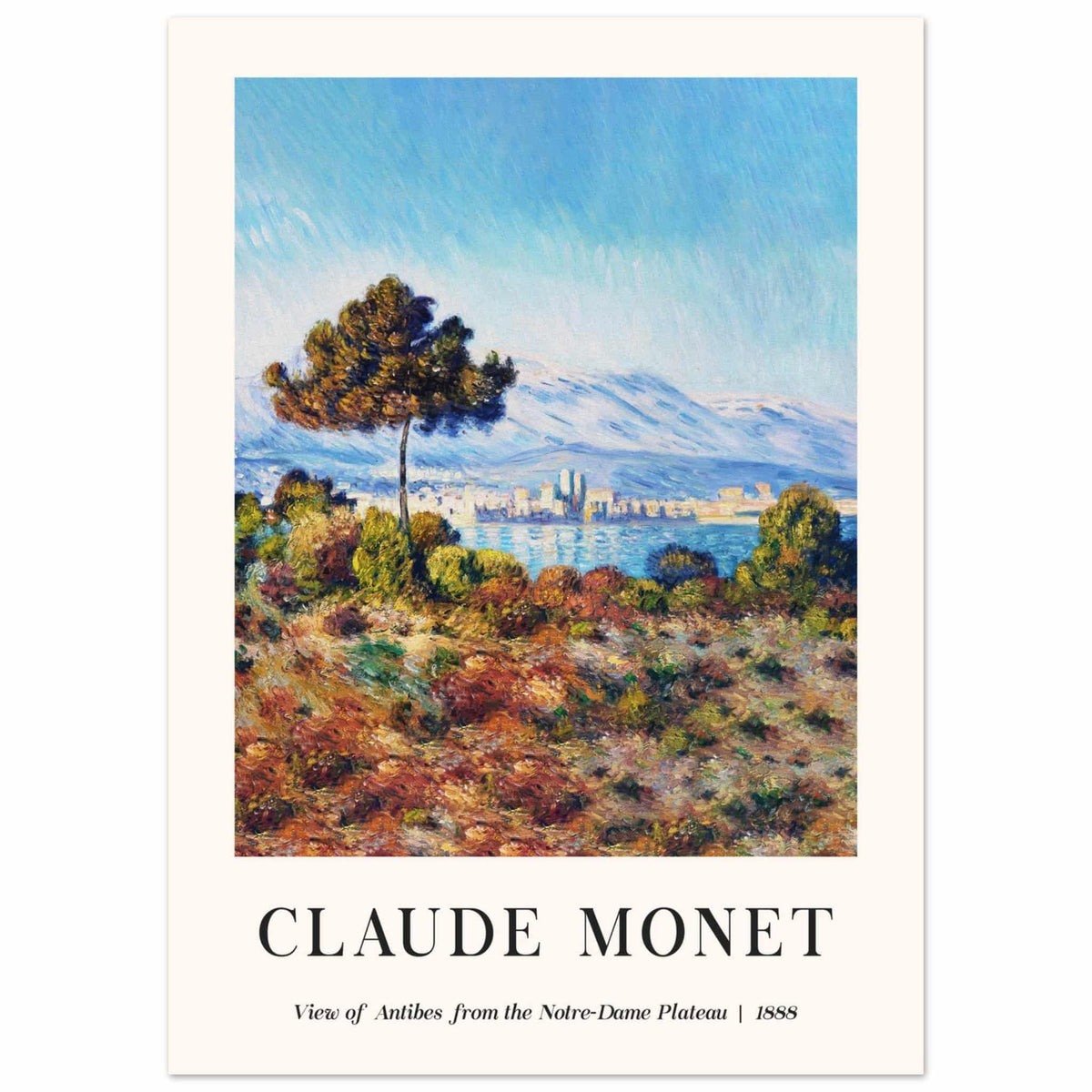 Artfulprints Poster Claude Monet - View of Antibes, from the Notre-Dame Plateau  - 50x70 cm - Blauw