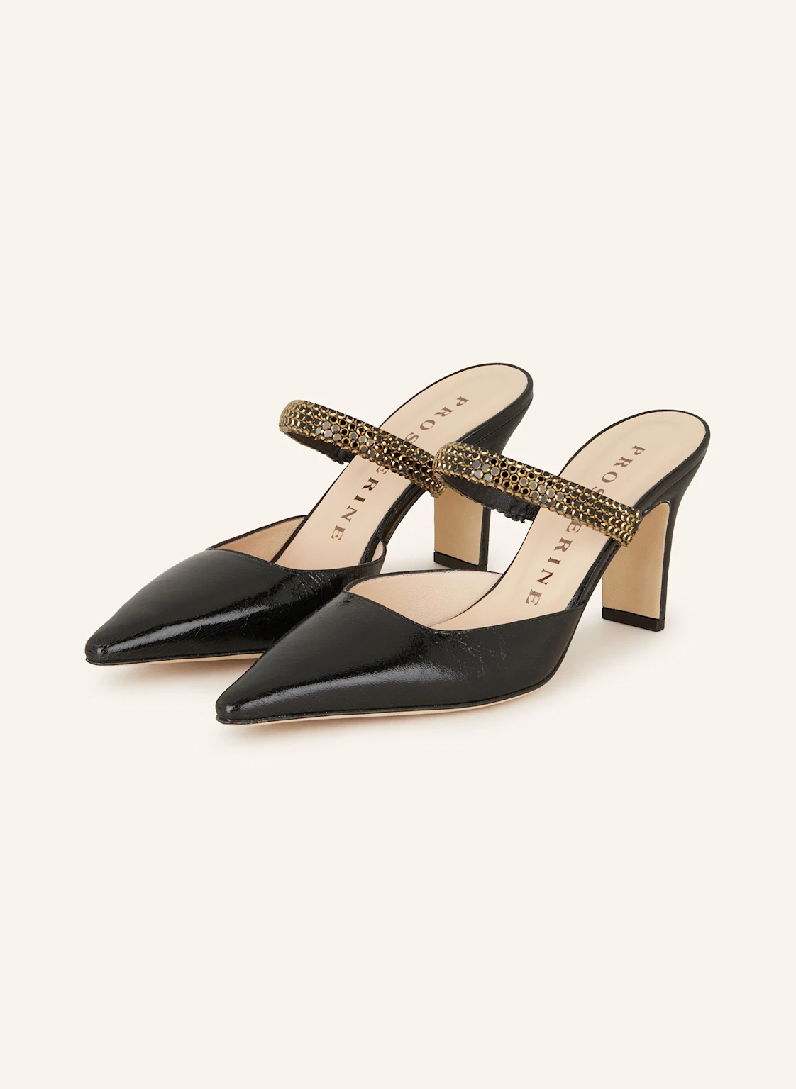 PROSPERINE Lack-Mules mit Schmucksteinen