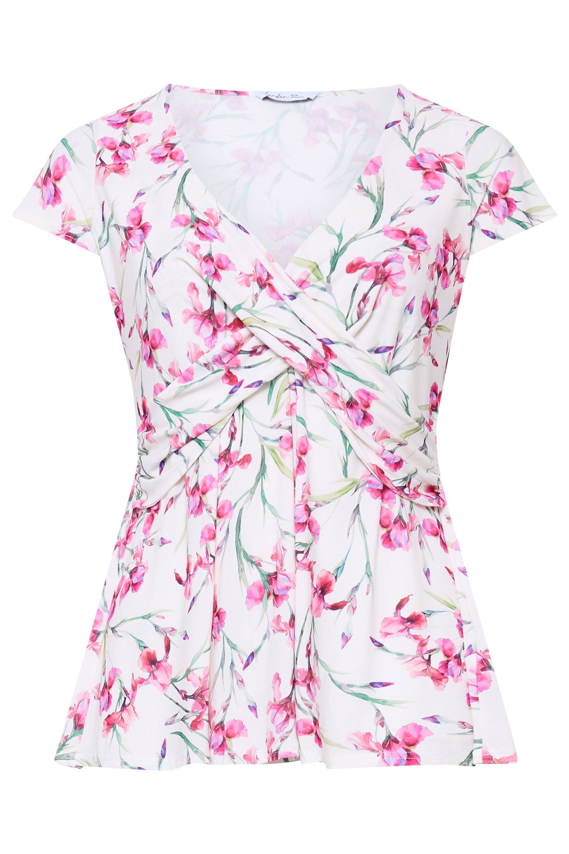 Yours Floral Print Wrap Front Top