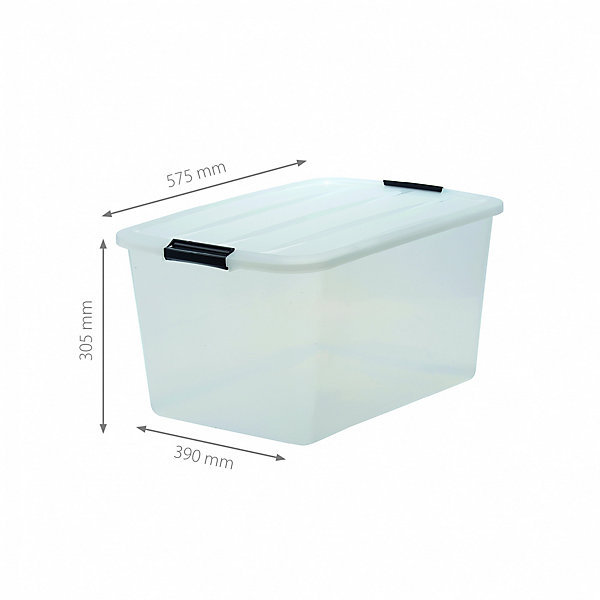 Iris Ohyama, Boite de Rangement Plastique avec Couvercle, 45L, Lot de 4, Transparent, TB-45