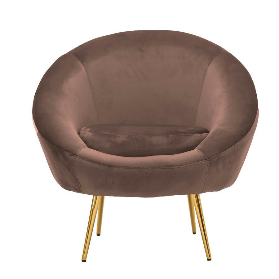 VELVET - Fauteuil rond en velours marron