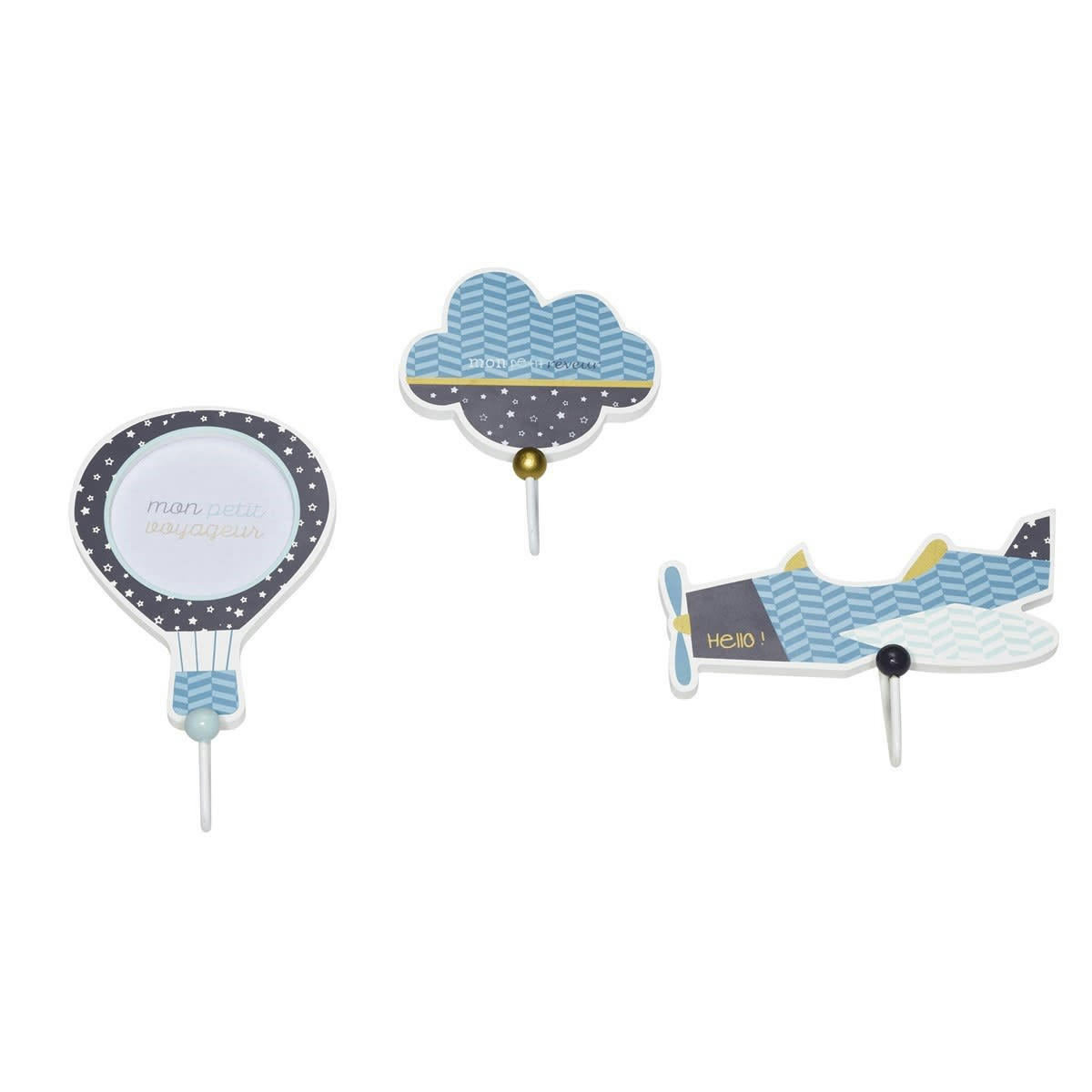 LAZARE - Pateres en bois Bleu