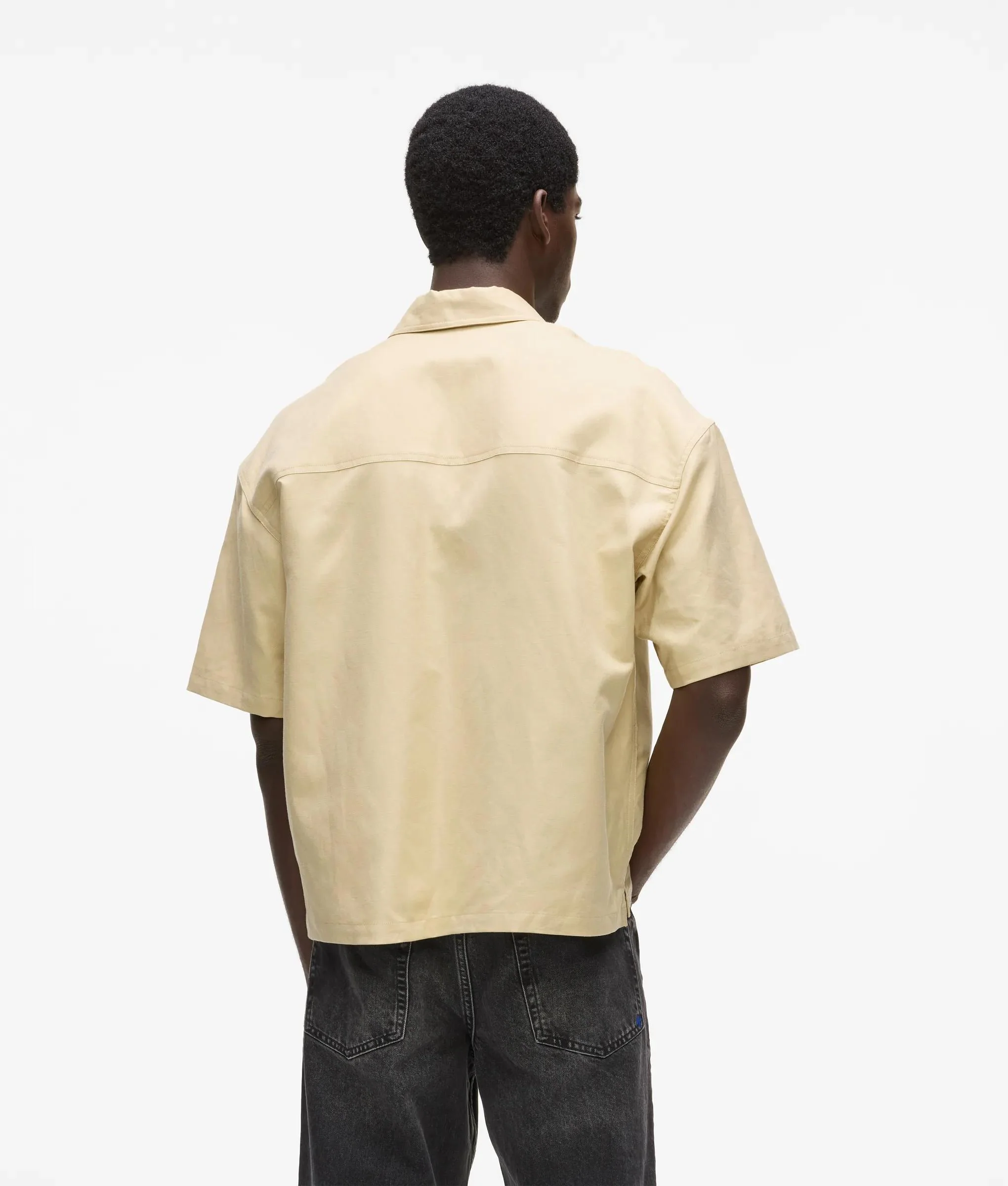 Chemise à manches courtes en lin mélangé