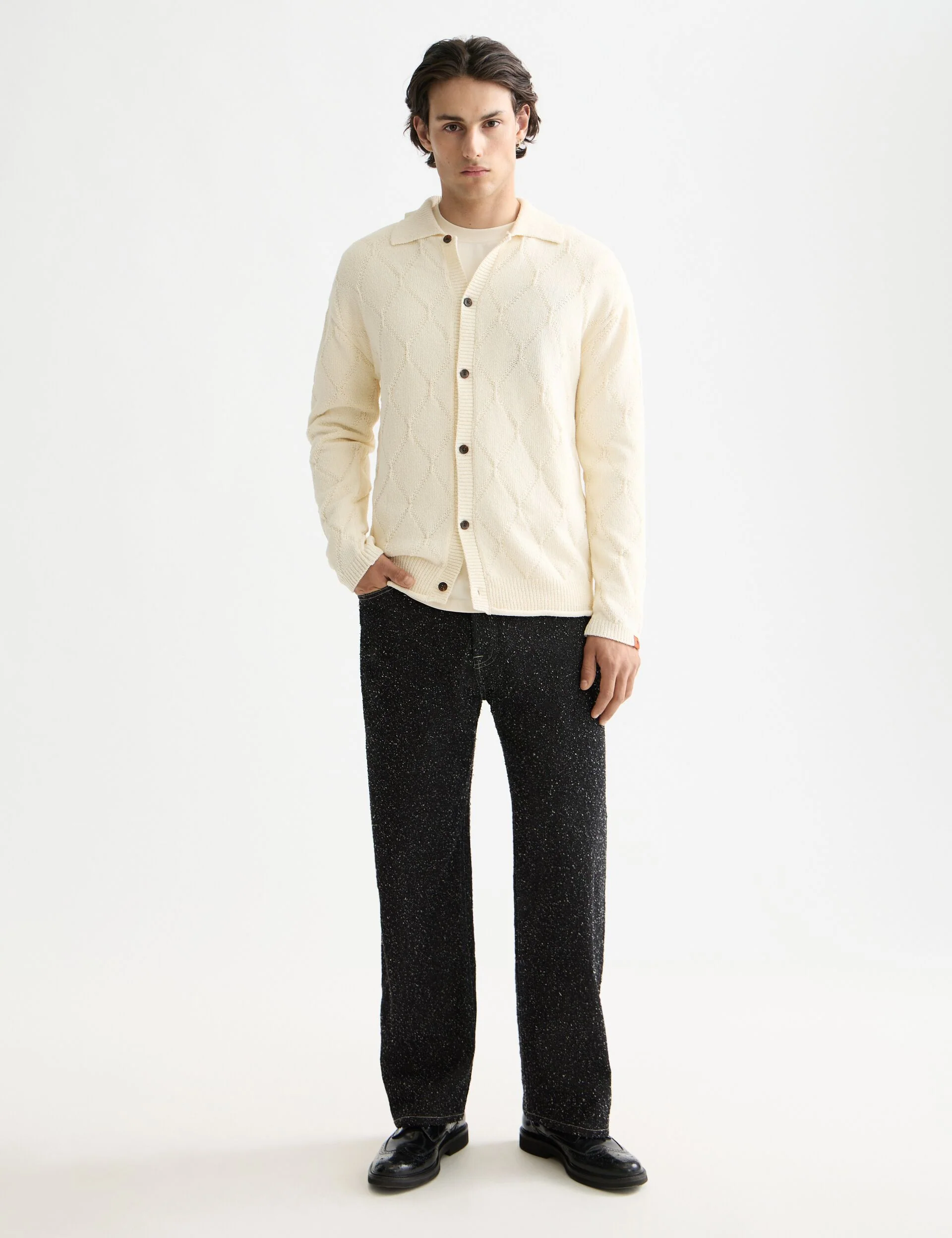 Open work long sleeve shirt