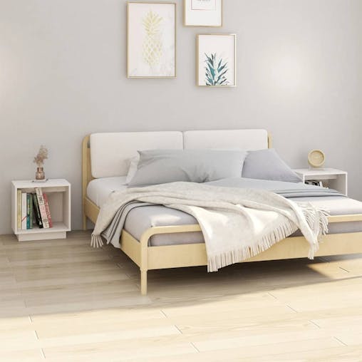 NNEVL Bedside Cabinets 2 pcs White 40x30x40 cm Solid Wood Pine