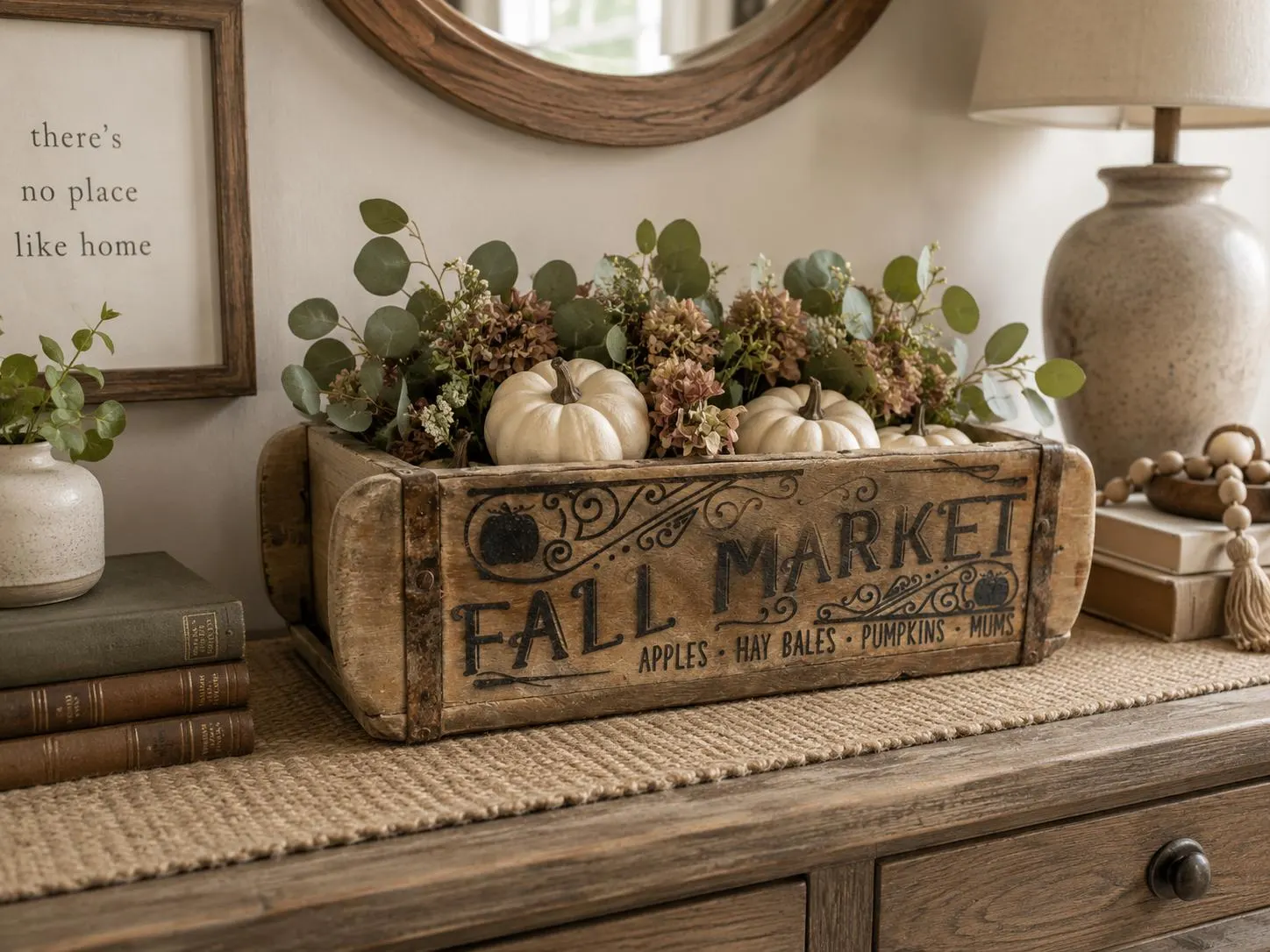 Rustic Farmhouse Decor | Vintage Wood Brick Mold | Centerpiece | Seasonal Fall Planter | Laser Engraved