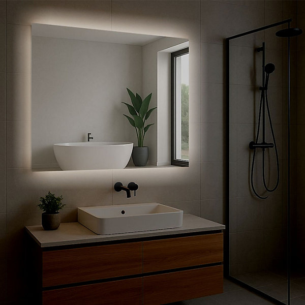 Miroir à bord poli 100x70 cm avec rétroéclairage périmétrique