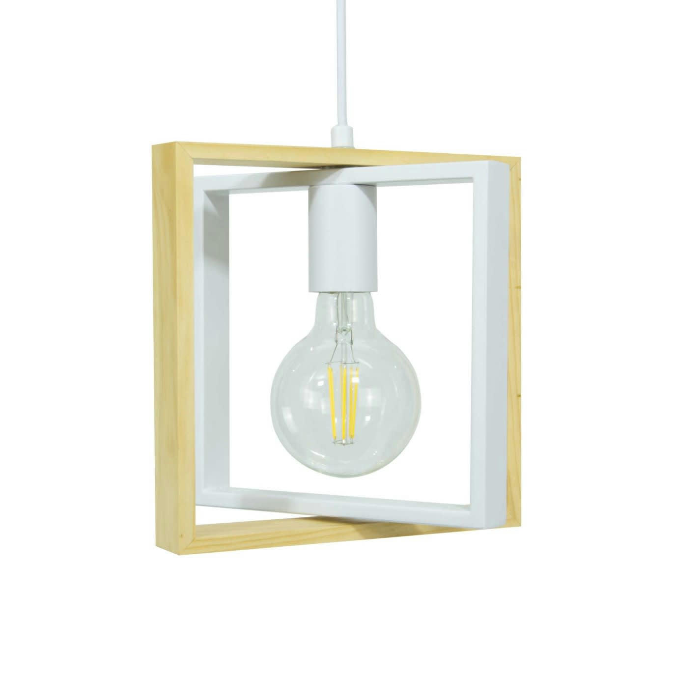 WOOLI - Suspension en métal blanc et bois naturel