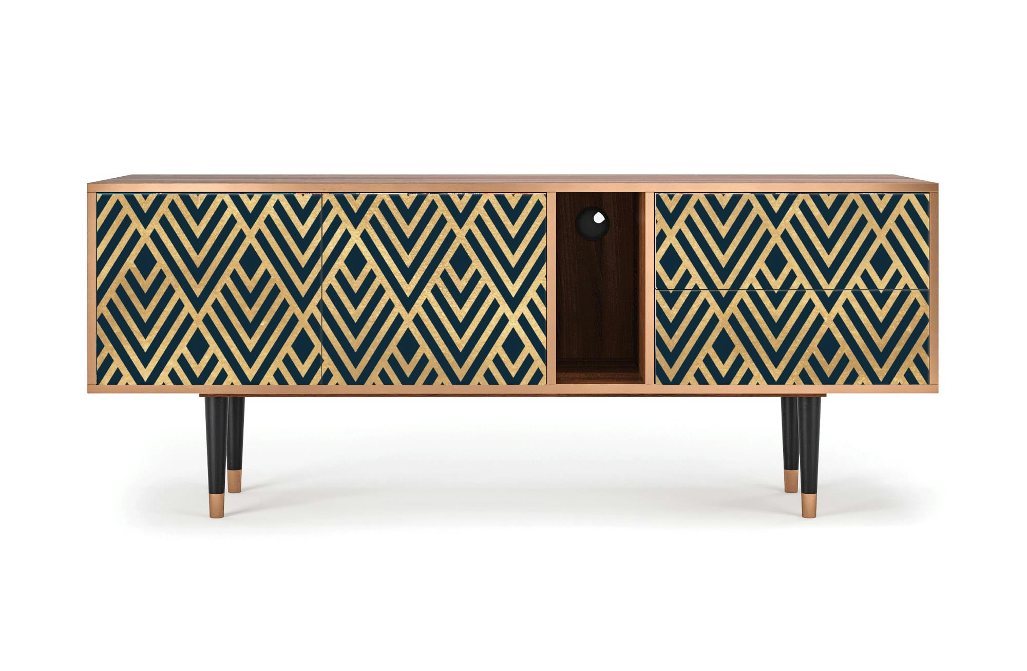 EGYPT TRIANGLES - Meuble TV  bleu 2 tiroirs et 2 portes L 170 cm