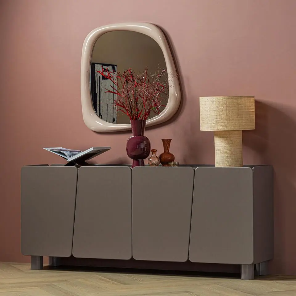 WOOOD Auri Vaas 20 CM - Metaal - Hoogglans Wijnrood - 38x20x20