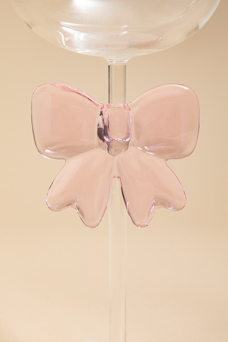 Pink Bow Stem Coupe Cocktail Glass