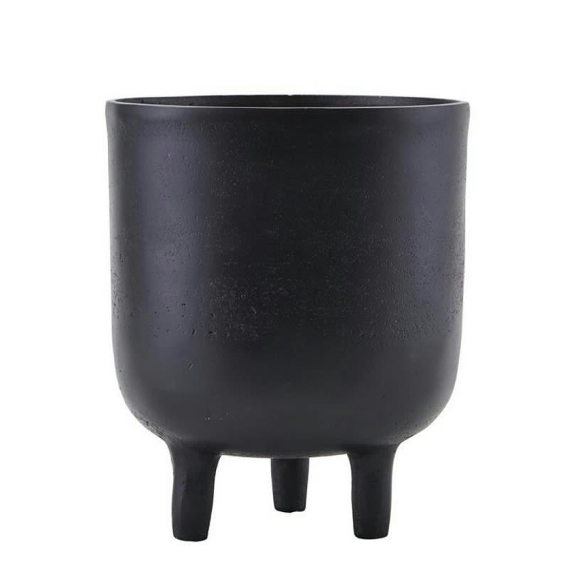 - Cache-Pot en métal noir H 18 cm