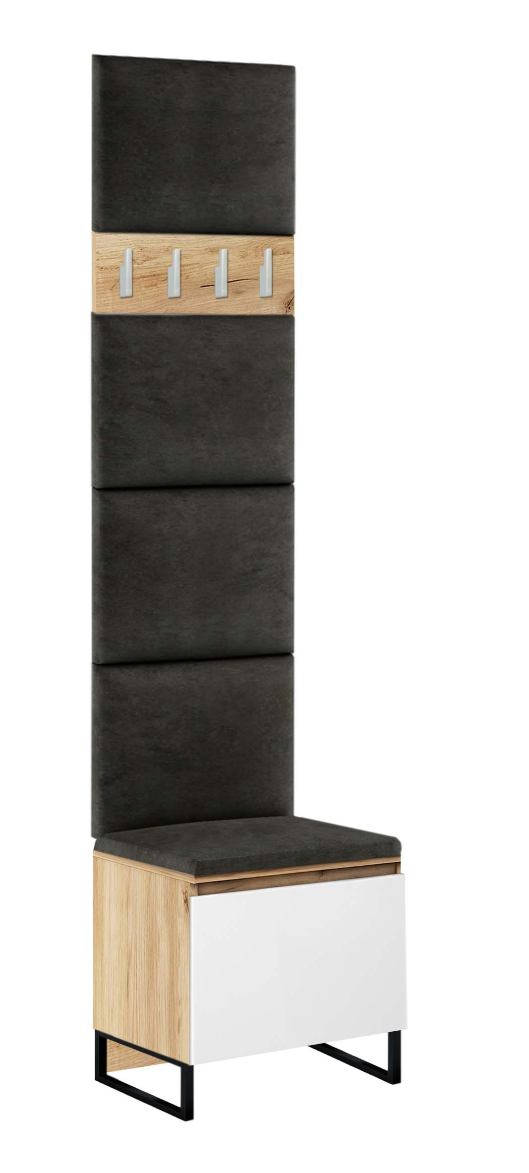 Zestaw Do Przedpokoju 1Pp4 Dąb Craft Złoty/Białt Mat/Czarny 50X37X224 Cm