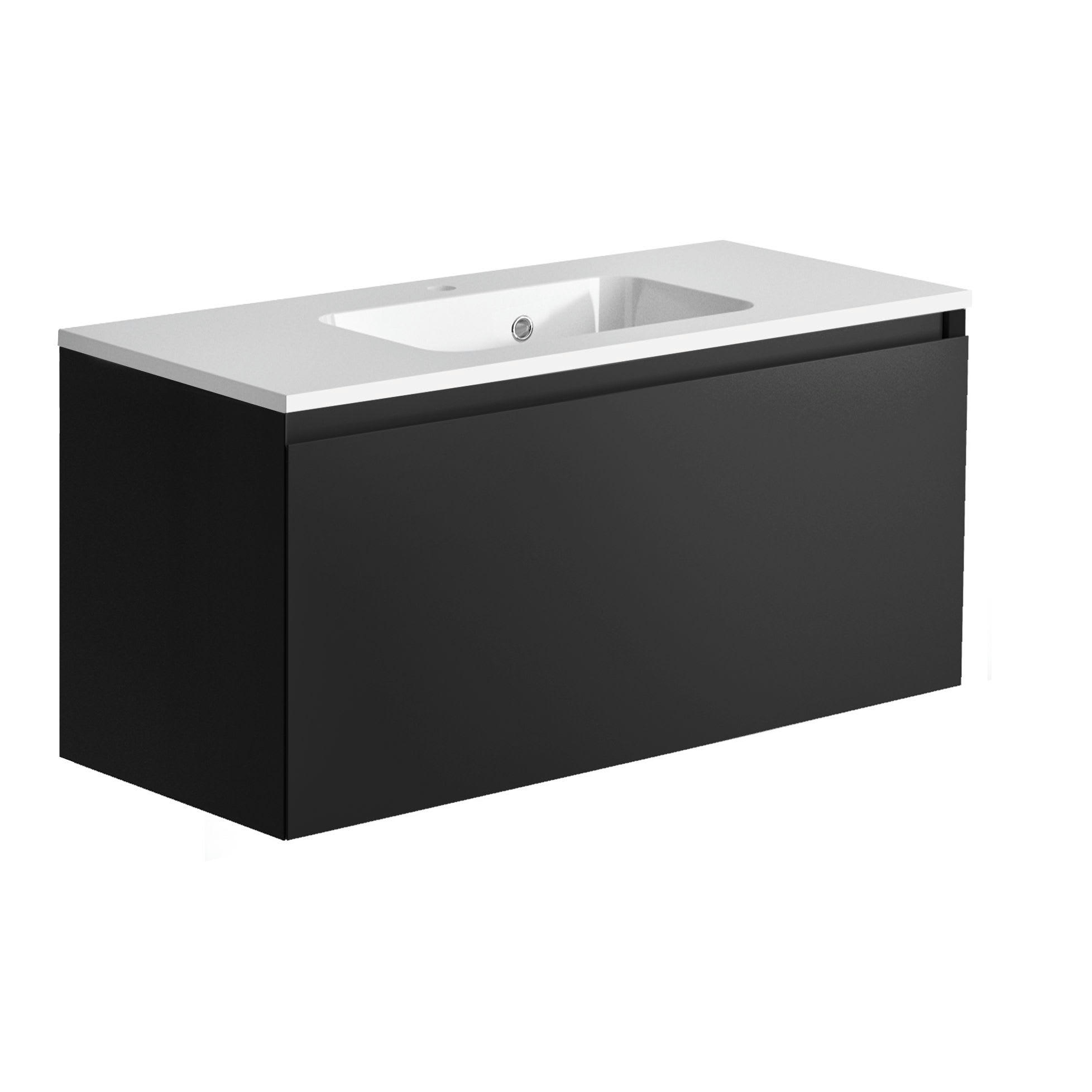 NORDIK - Meuble de salle de bain MDF Laqué Noir
