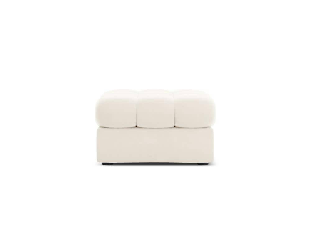 JUSTIN - Pouf en velours beige clair