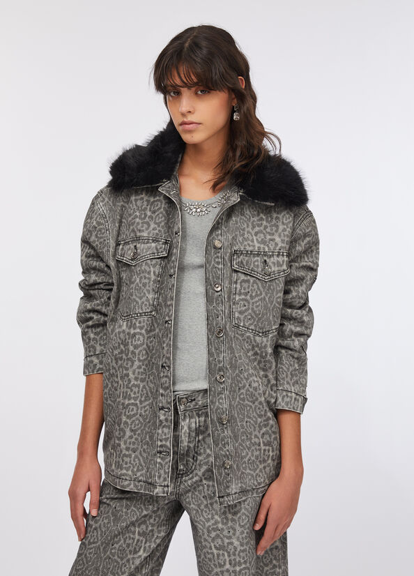 Giacca con colletto in pelliccia sintetica