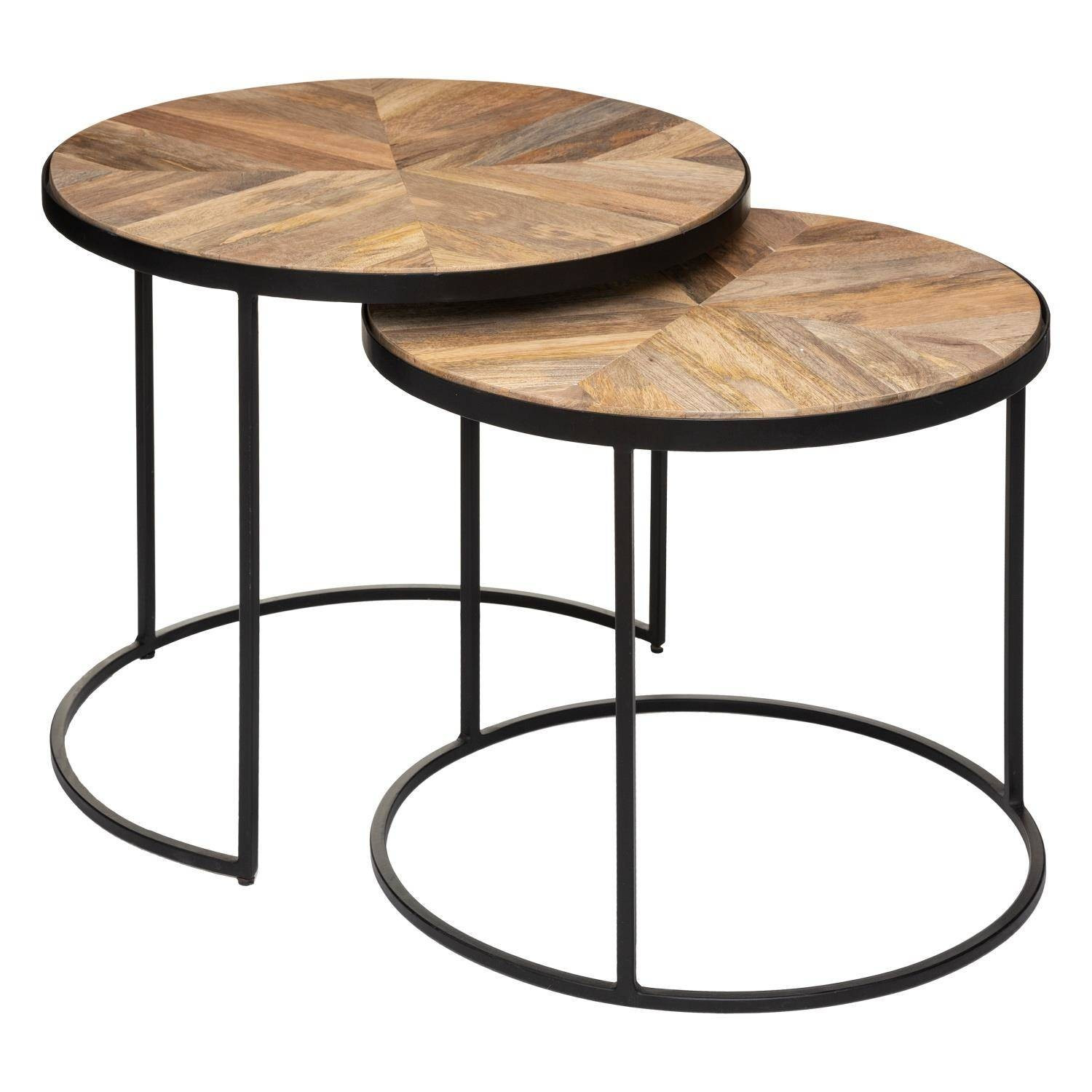 Stolik 2 szt. metal, drewno mango Thali