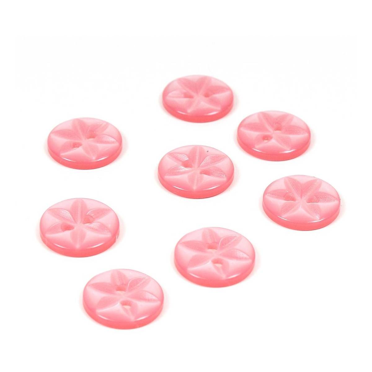 Hemline Pink Basic Star Button 8 Pack