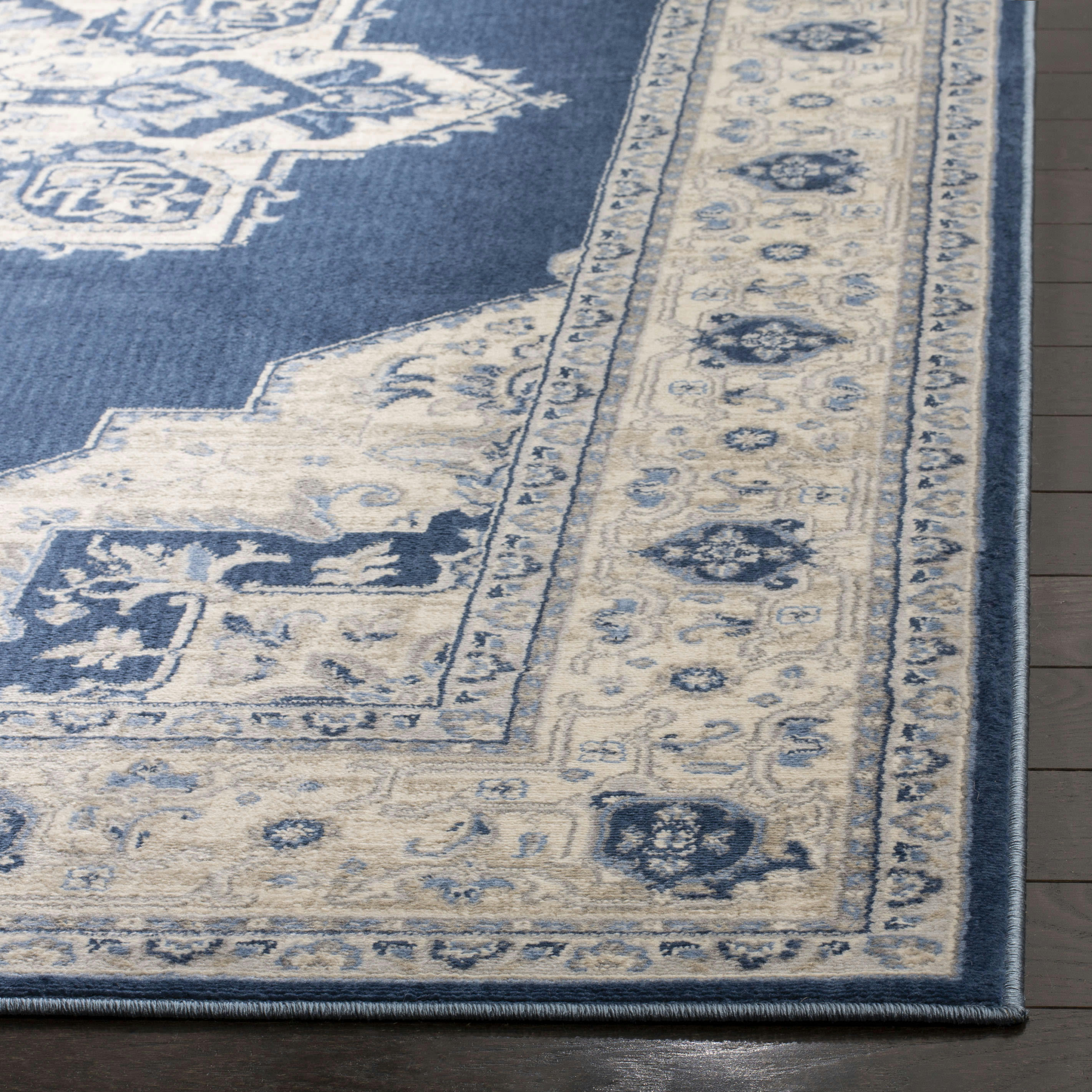BRENTWOOD - Tapis de salon interieur en bleu marine & crème, 122 x 183 cm