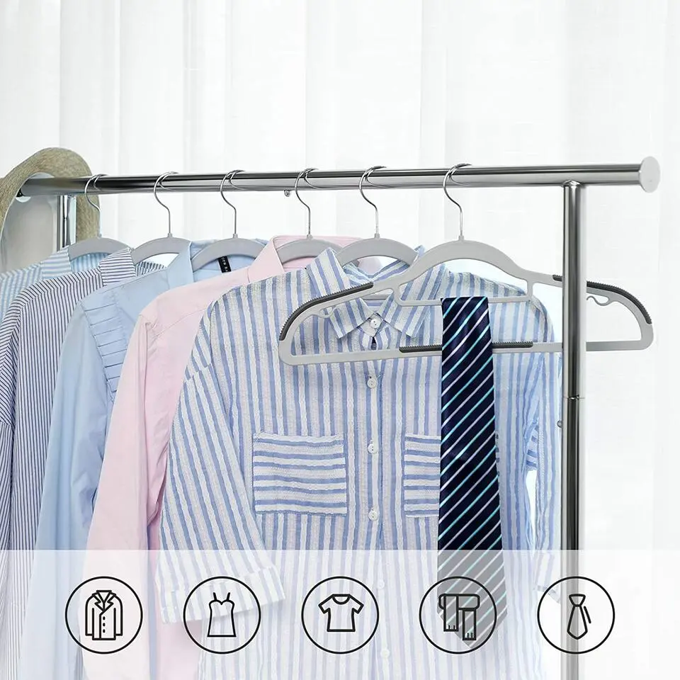 Kunststof kledinghangers - antislip - draaibare haak - 30 stuks - grijs