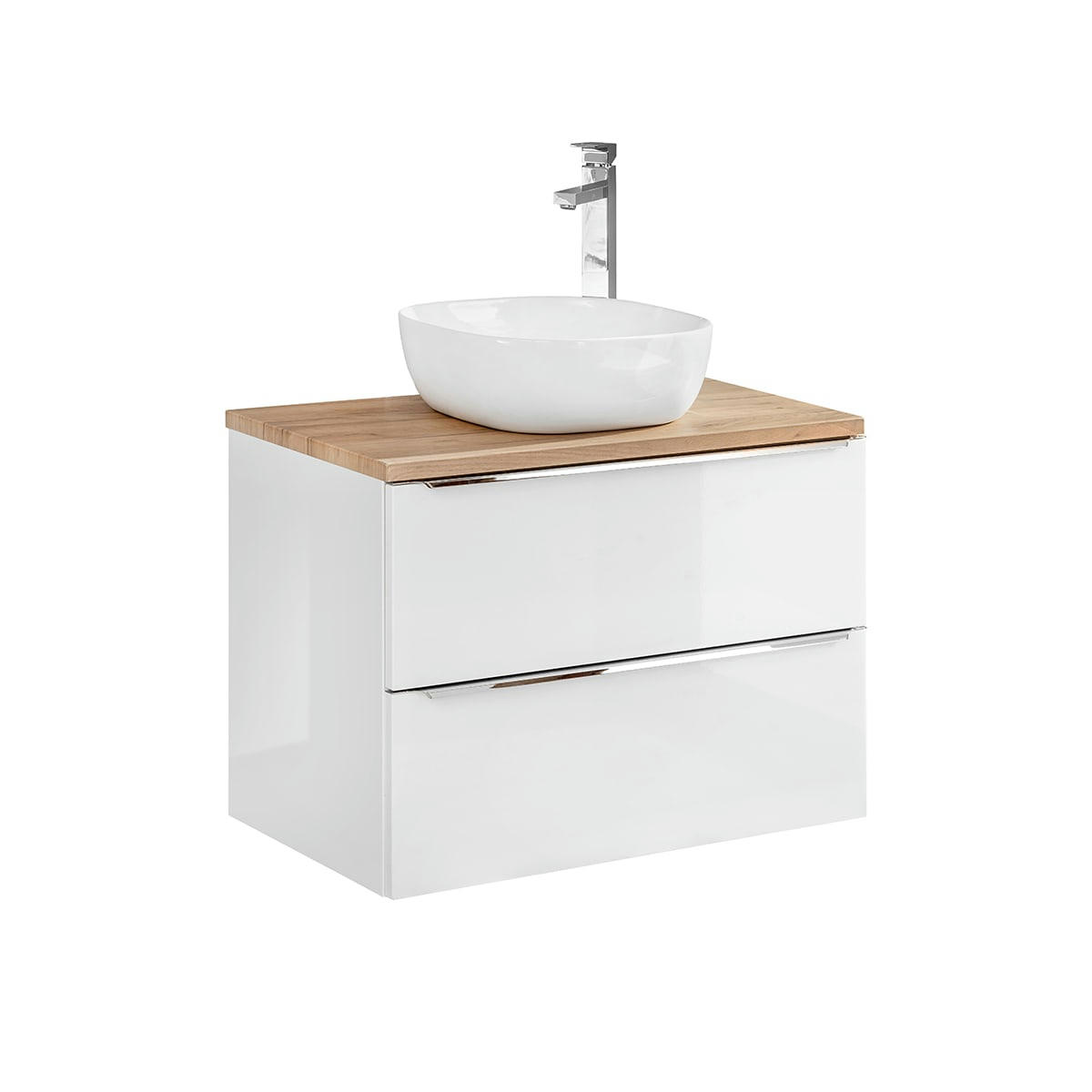 - Meuble simple vasque 80cm blanc et naturel