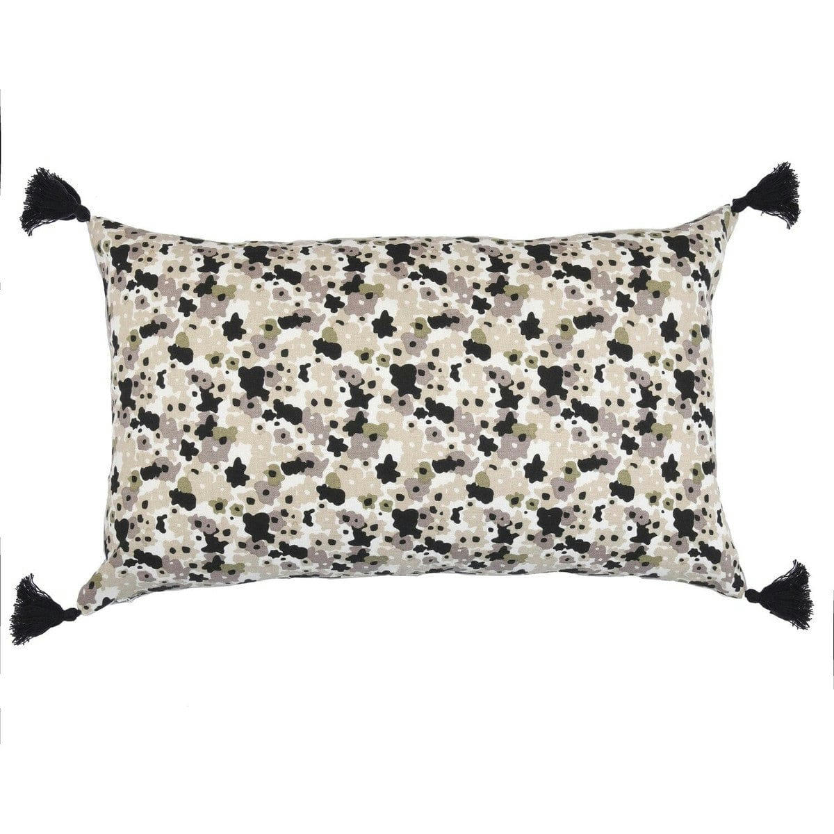 LIBERTY - Housse de coussin coton  50x30 noir / blanc