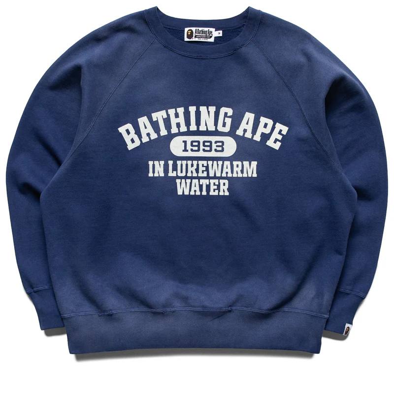 A Bathing Ape Destroy Washed Effect Crewneck - Navy