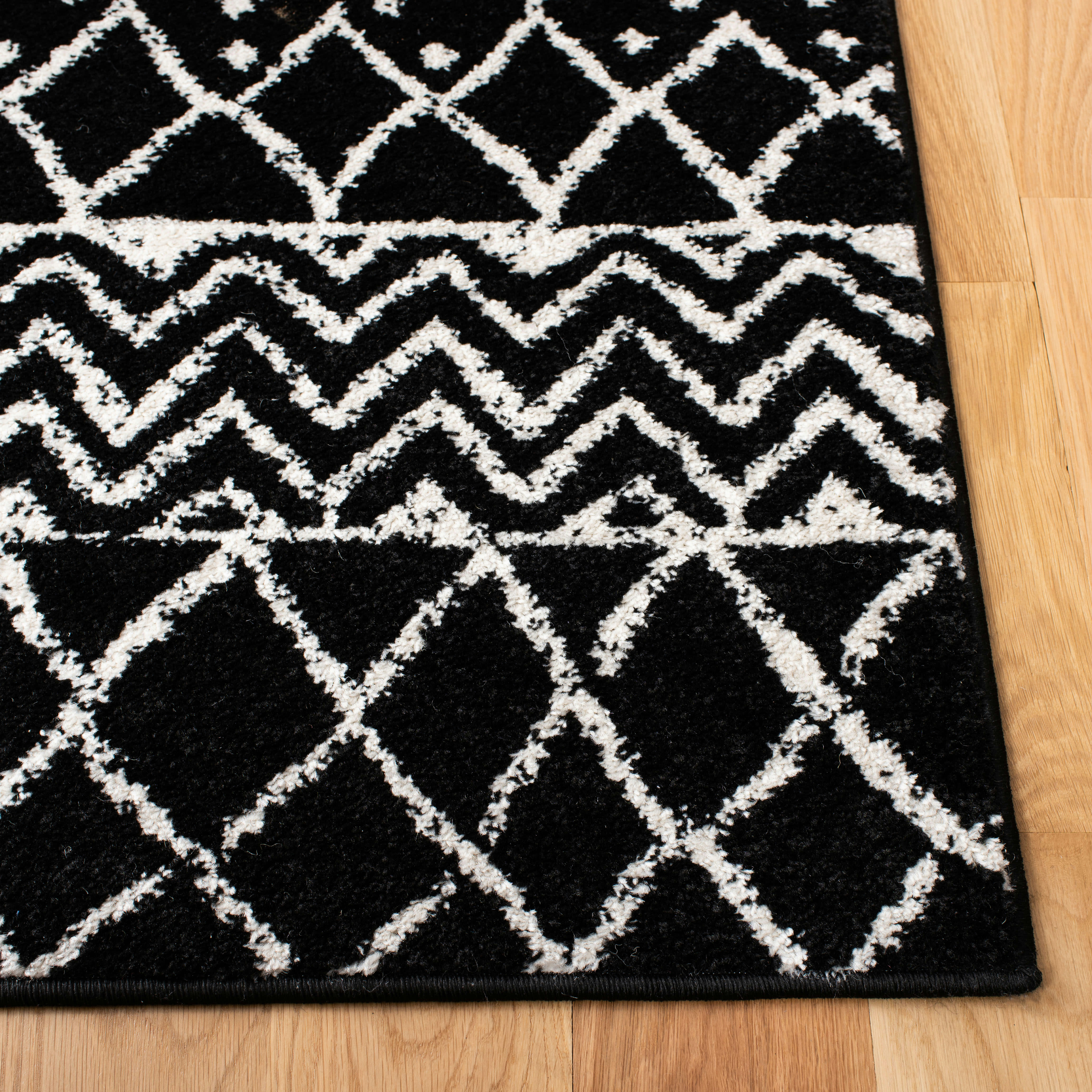 TULUM - Tapis de salon interieur en noir & ivoire, 91 x 152 cm