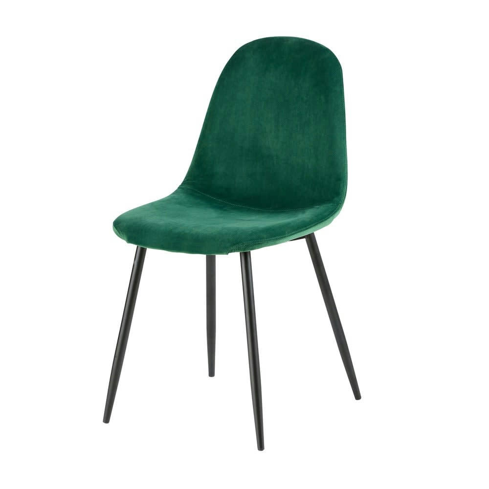 Clyde - Chaise style scandinave en velours vert sapin