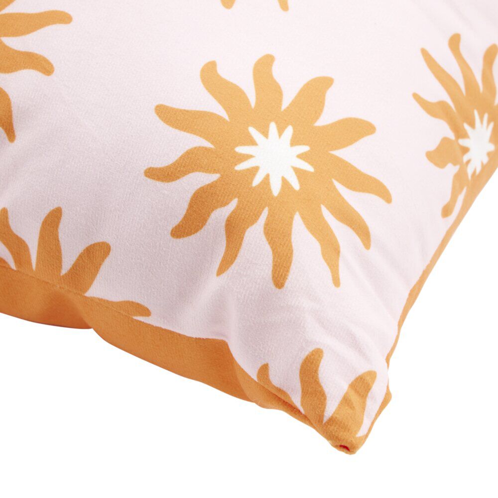 Coussin carré Indie motif soleil 40x40cm (2 modèles rose ou bleu)