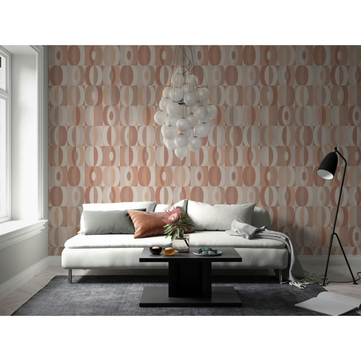 POP - Papier peint panoramique motif graphique Marron tabac 384x270cm