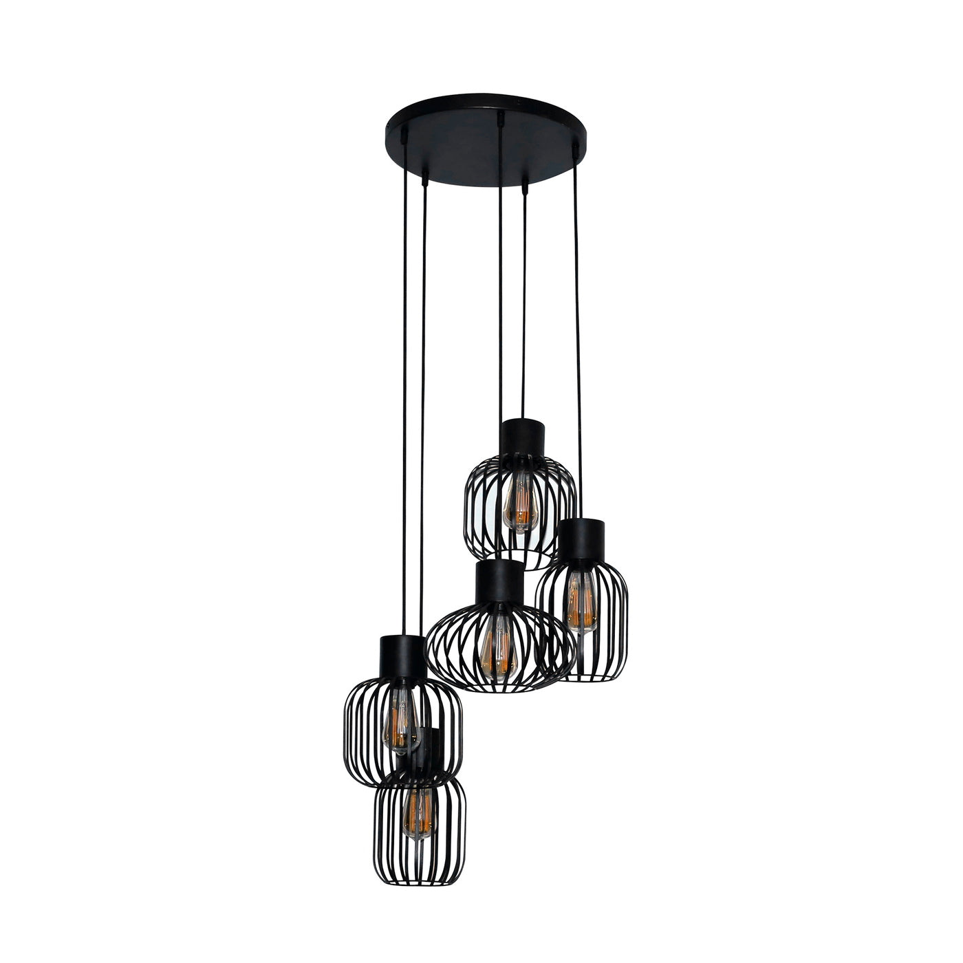 Giga Meubel Hanglamp Getrapt - Zwart Metaal - 5-Lichts - 180x47x47cm