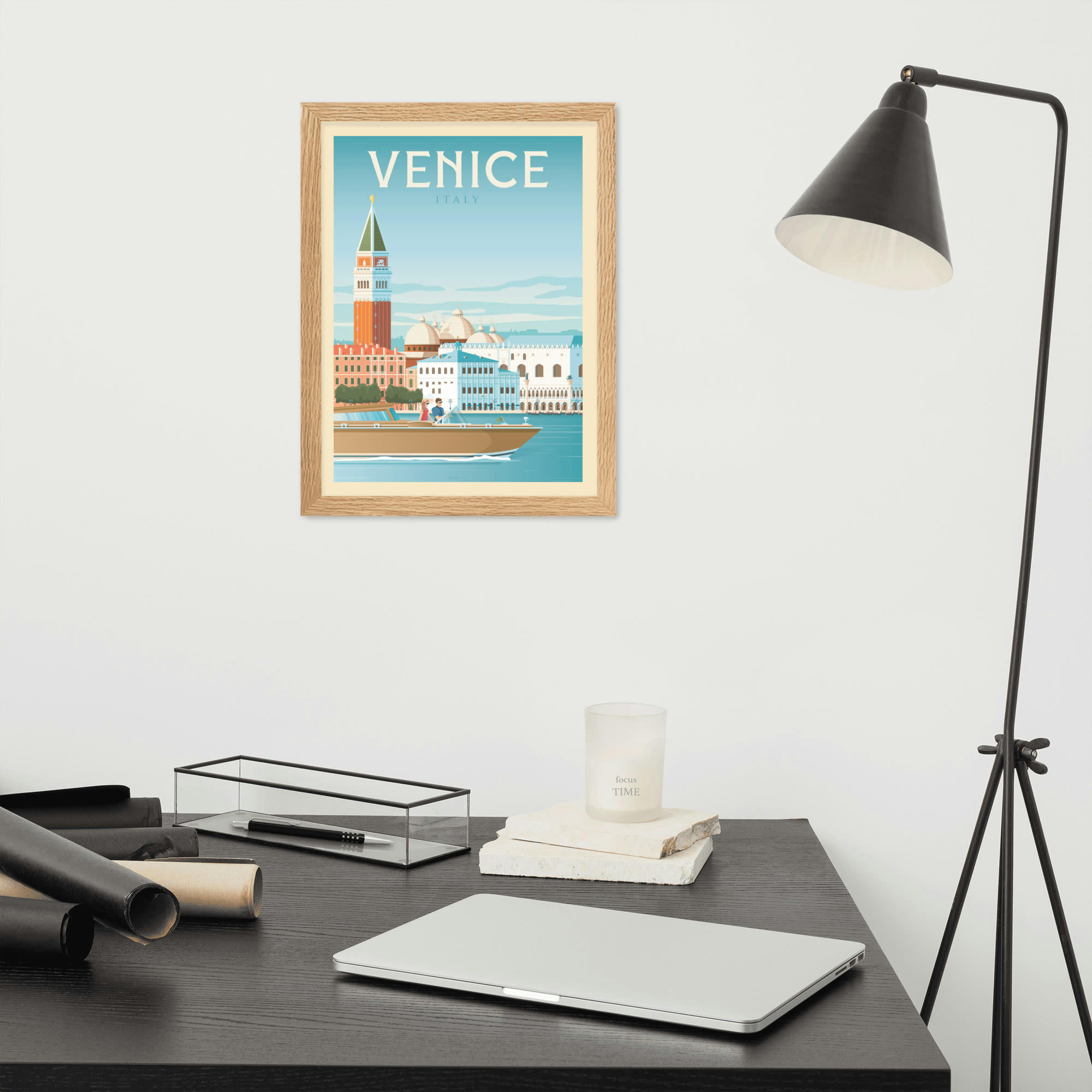 - Affiche Venise Italie avec Cadre (Bois) 21x29,7 cm