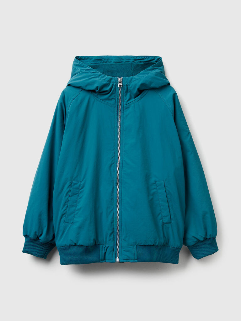 Nylon jacket with hood