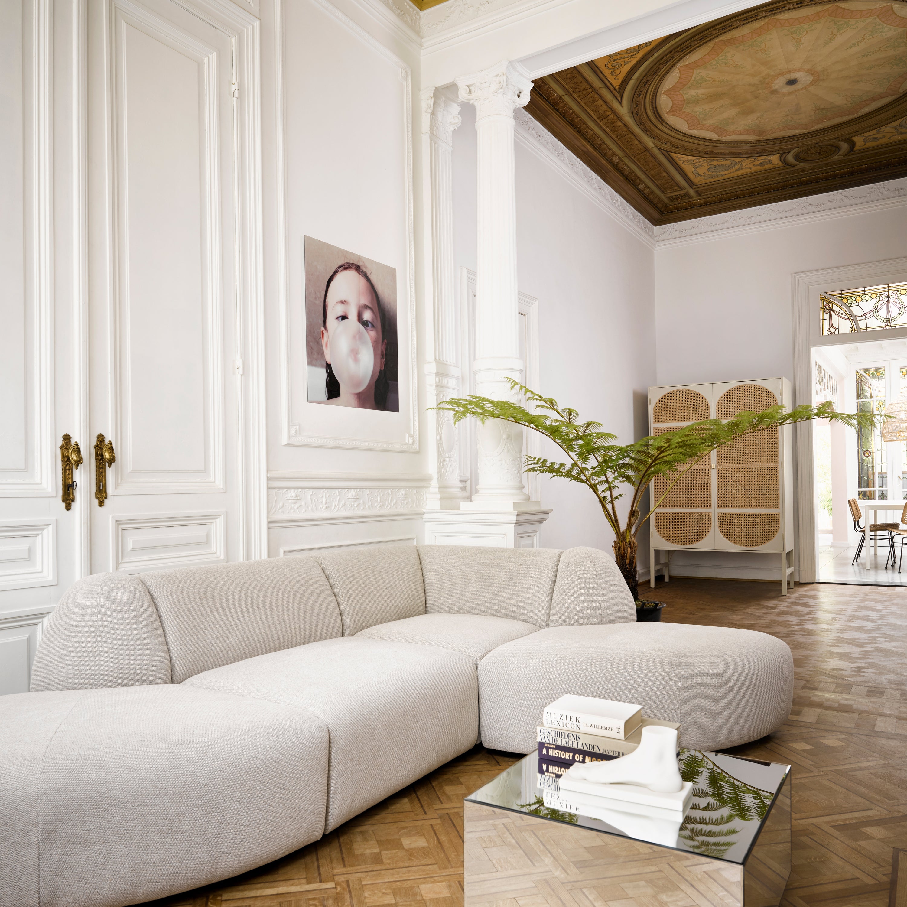 HKliving Jax Bank Element - Hoekstuk Links - Geweven Stof - Naturel Me